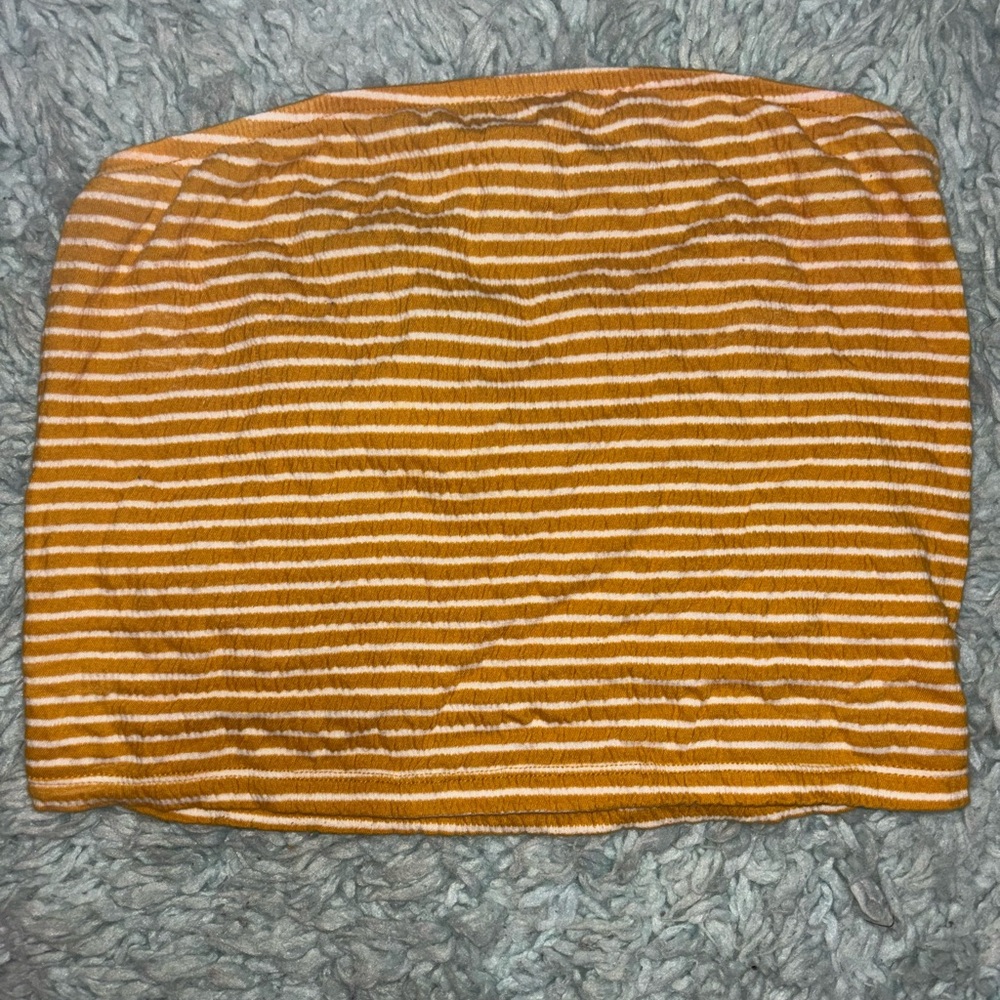 Striped mustard yellow women's tube top